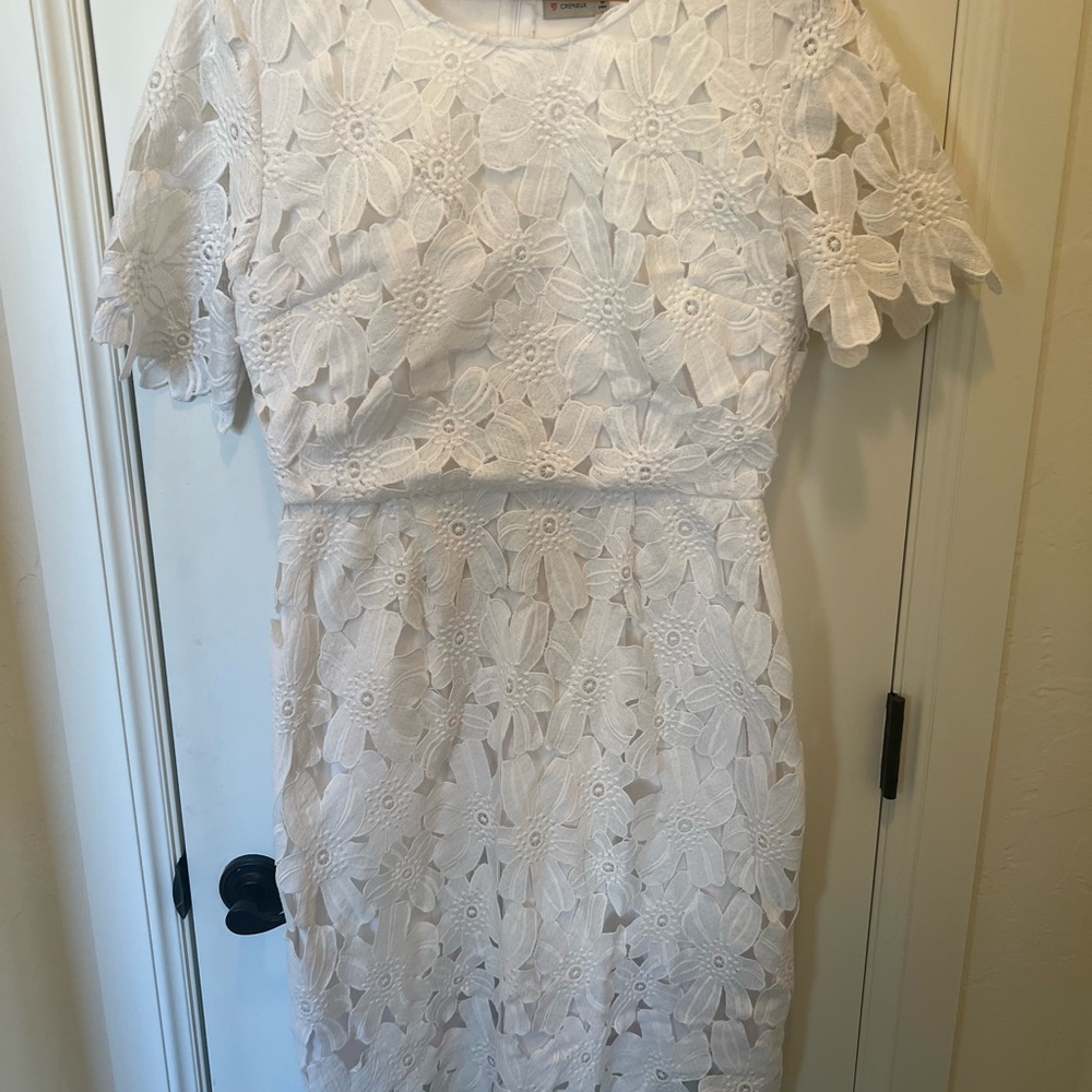 Daniel Cremieux White Floral Lace Midi Dress Size M